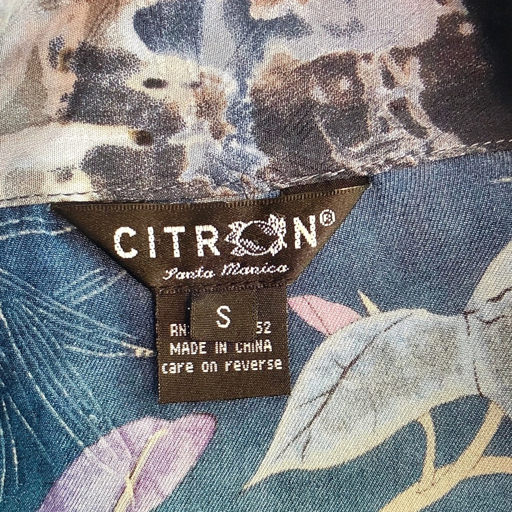 Citron Blue Floral Sheer Kimono - Picture 3 of 9